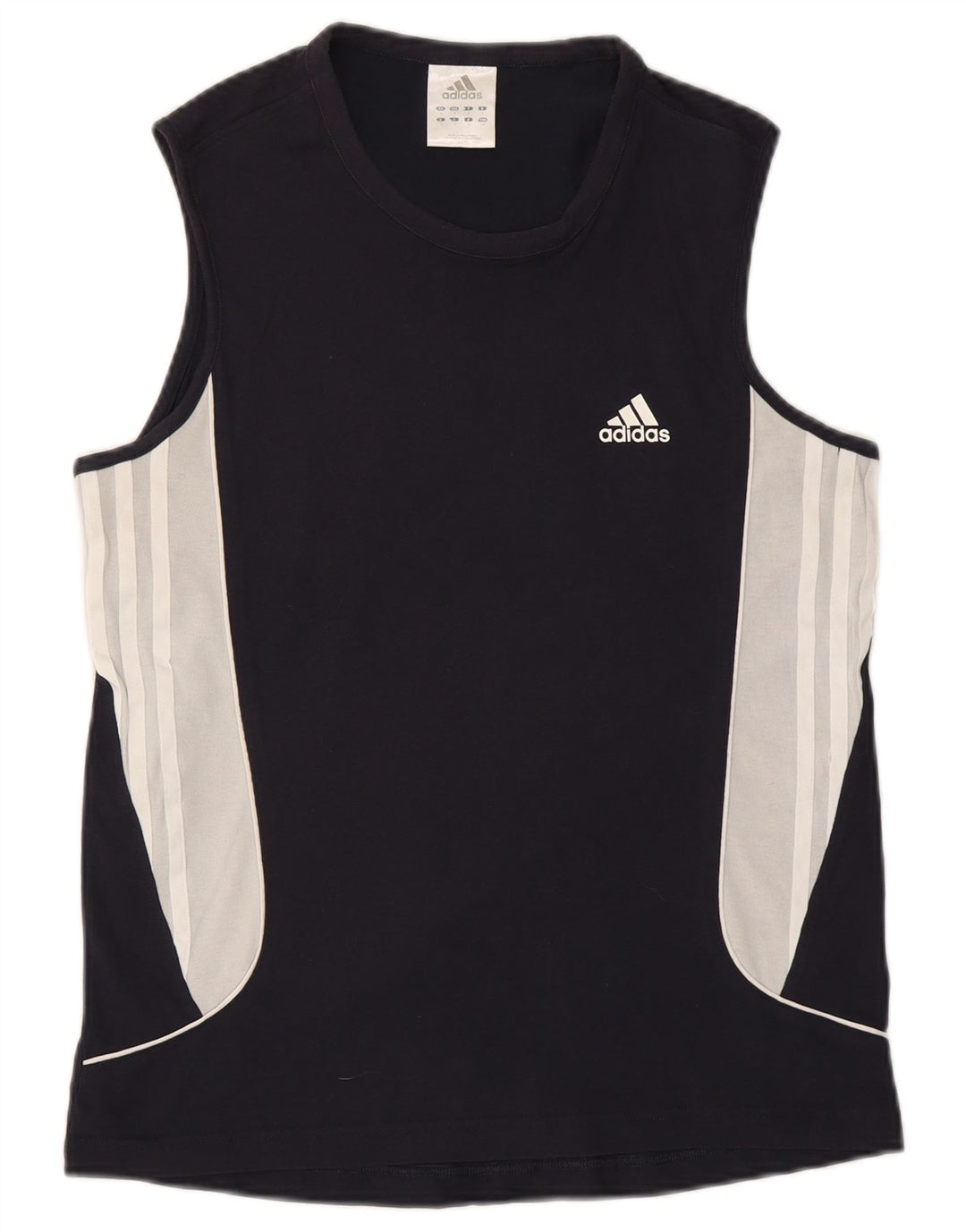 Adidas Mens Vest Top Small Navy Blue Colourblock Cotton