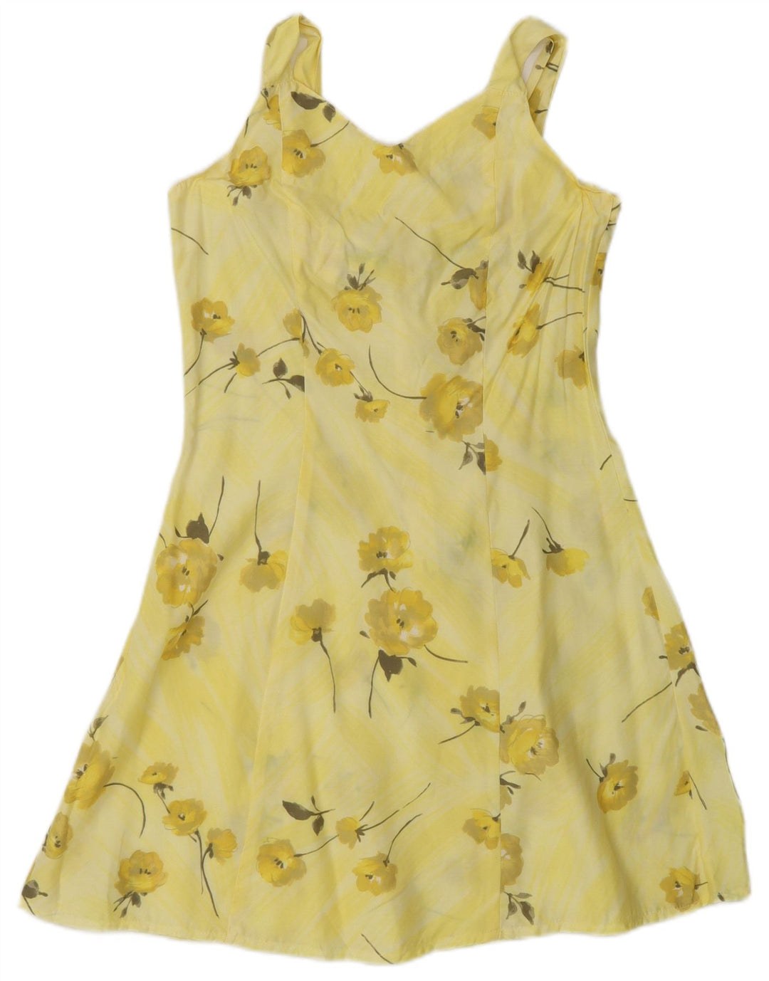 Vintage Womens Sleeveless Sundress UK 10 Small Yellow Floral