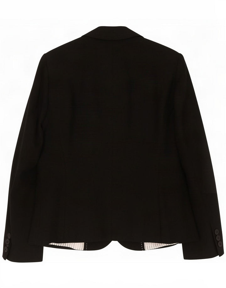 Marks & Spencer Womens 3 Button Blazer Jacket UK 12 Medium Black Linen