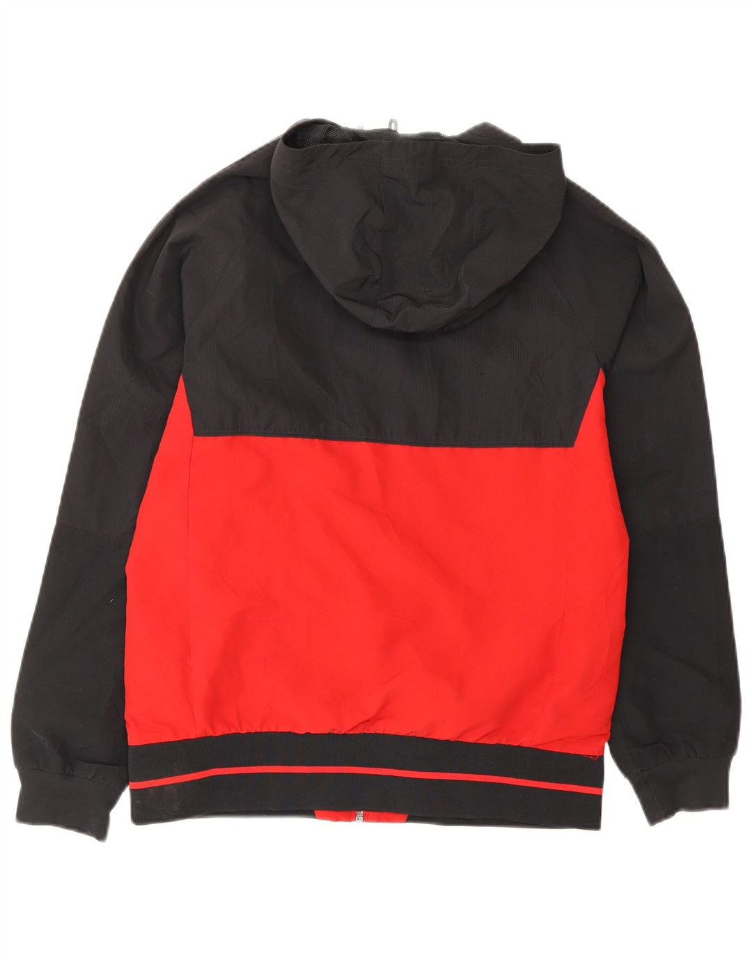 ADIDAS Boys Climalite Hooded Bomber Jacket 11-12 Years Red Colourblock