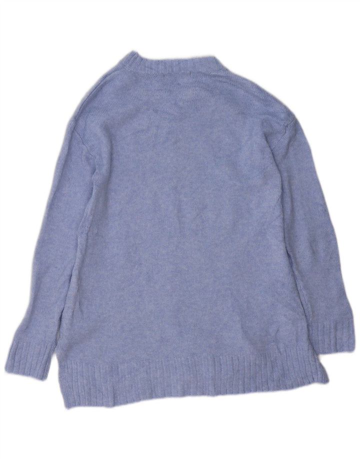 Marks & Spencer Womens Longline Crew Neck Jumper Sweater UK 10 Small Blue