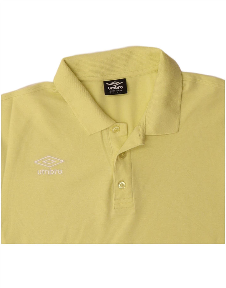 UMBRO Mens Polo Shirt Large Yellow Cotton