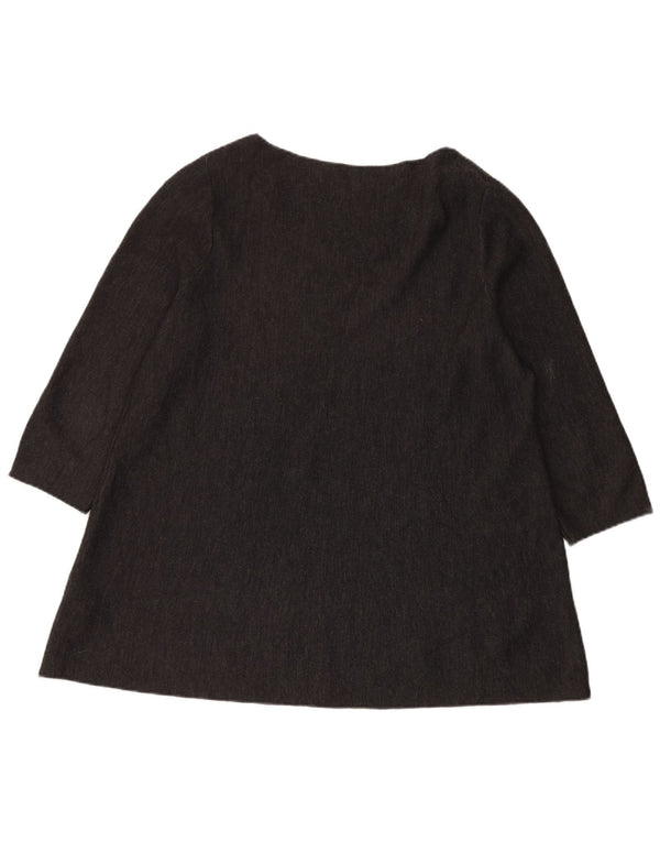 Cos Womens 3/4 Sleeve Boat Neck Jumper Sweater UK 16 Large Grey Wool