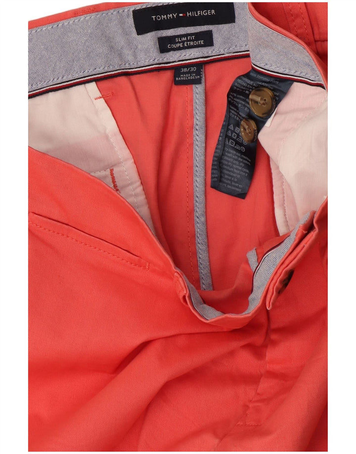 Tommy Hilfiger Mens Slim Fit Chino Trousers W38 L30 Pink Cotton