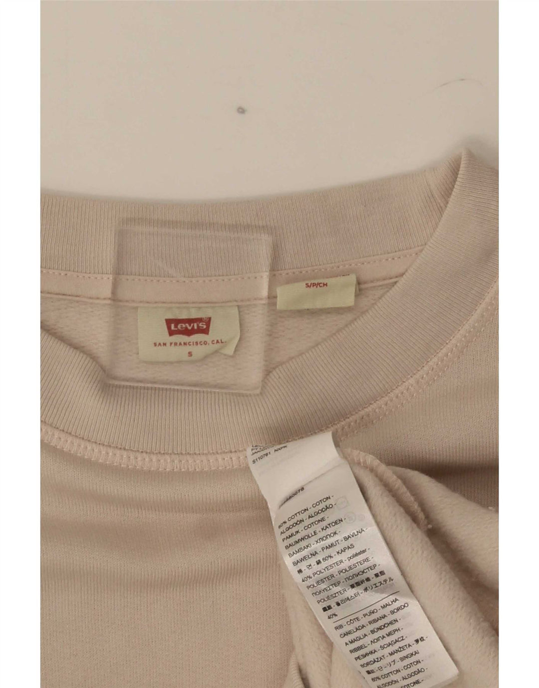 Levi's Womens Oversized Sweatshirt Jumper UK 10 Small Beige Cotton