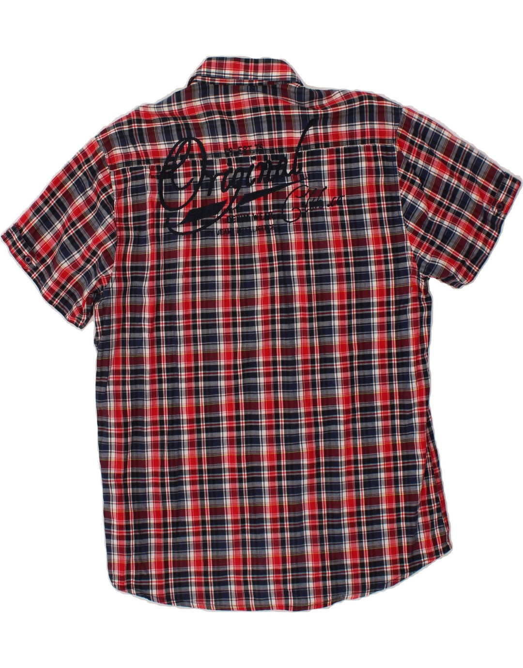 JACK & JONES Mens Graphic Short Sleeve Shirt XL Red Check Cotton Vintage Jack & Jones and Second-Hand Jack & Jones from Messina Hembry 