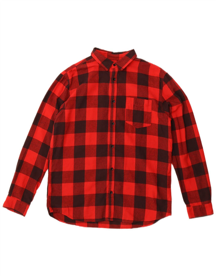Jack & Jones Mens Flannel Shirt XL Red Gingham Cotton