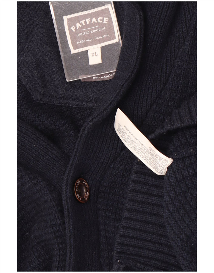 FAT FACE Mens Cardigan Sweater XL Navy Blue Cotton