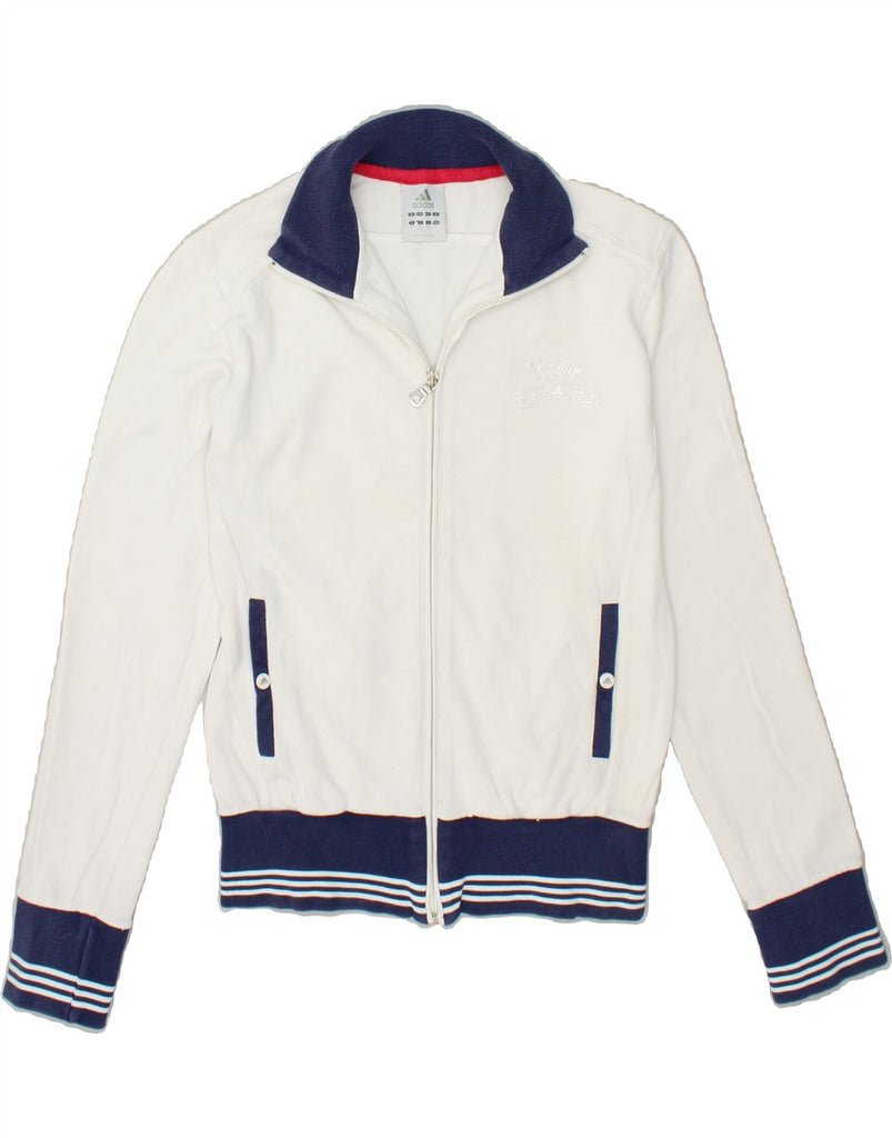 ADIDAS Womens Tracksuit Top Jacket UK 16 Large  White Colourblock Cotton | Vintage Adidas | Thrift | Second-Hand Adidas | Used Clothing | Messina Hembry 