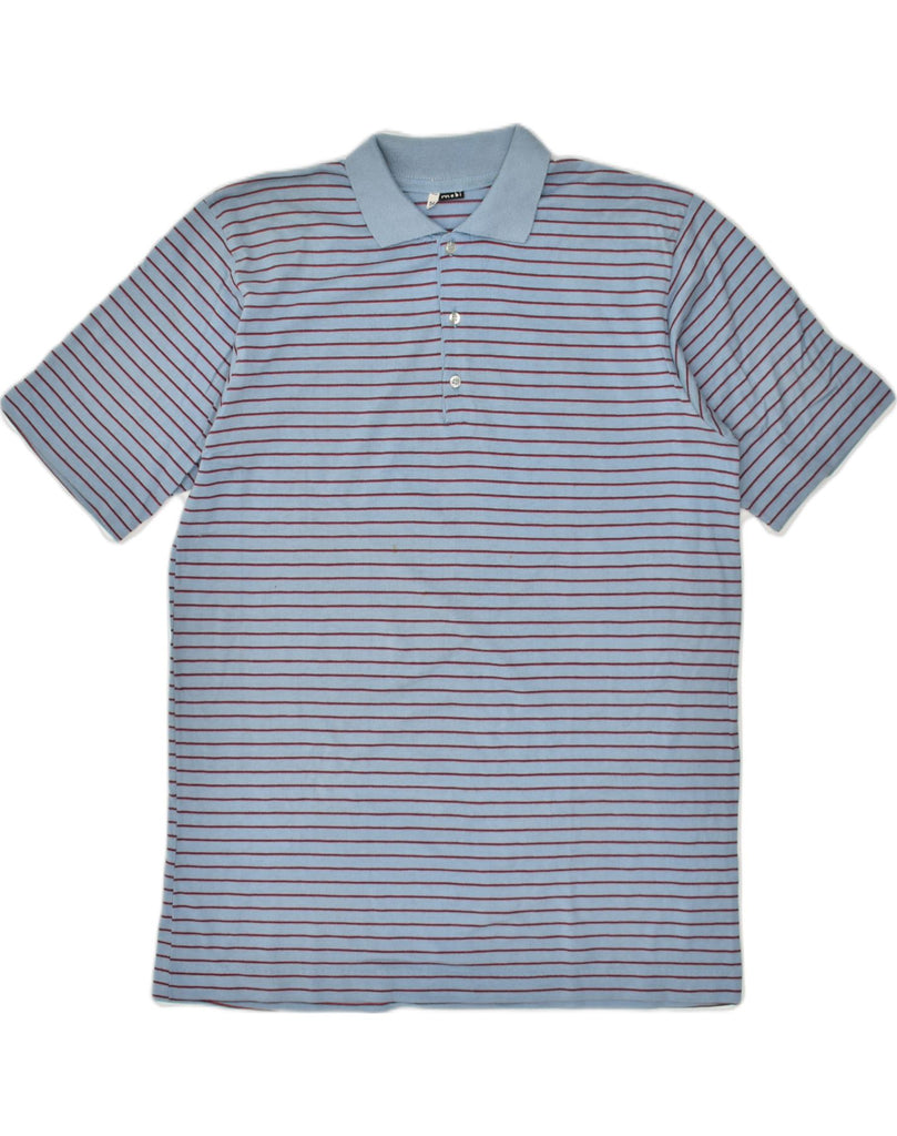 VINTAGE Mens Polo Shirt IT 54 XL Blue Striped Cotton | Vintage Vintage | Thrift | Second-Hand Vintage | Used Clothing | Messina Hembry 