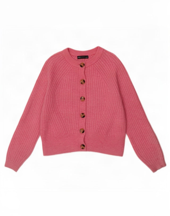 Marks & Spencer Womens Cardigan Sweater UK 14 Medium Pink Acrylic