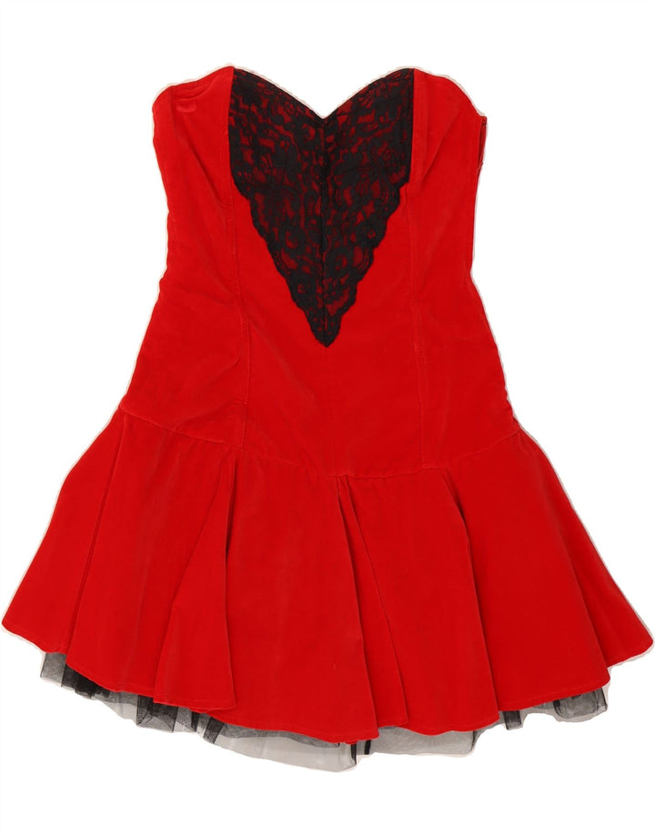 LA FEMME Womens Strapless Dress UK 12 Medium Red Vintage La Femme and Second-Hand La Femme from Messina Hembry 
