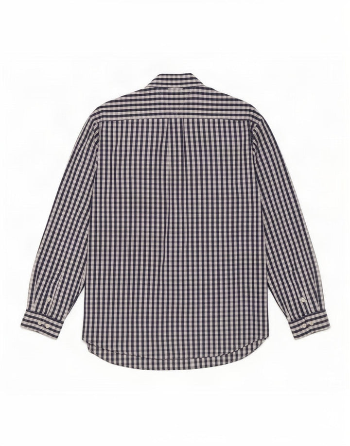 Tommy Hilfiger Mens Shirt XL Navy Blue Gingham Cotton