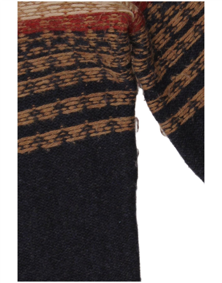 White Stuff Mens Zip Neck Jumper Sweater Small Navy Blue Fair Isle