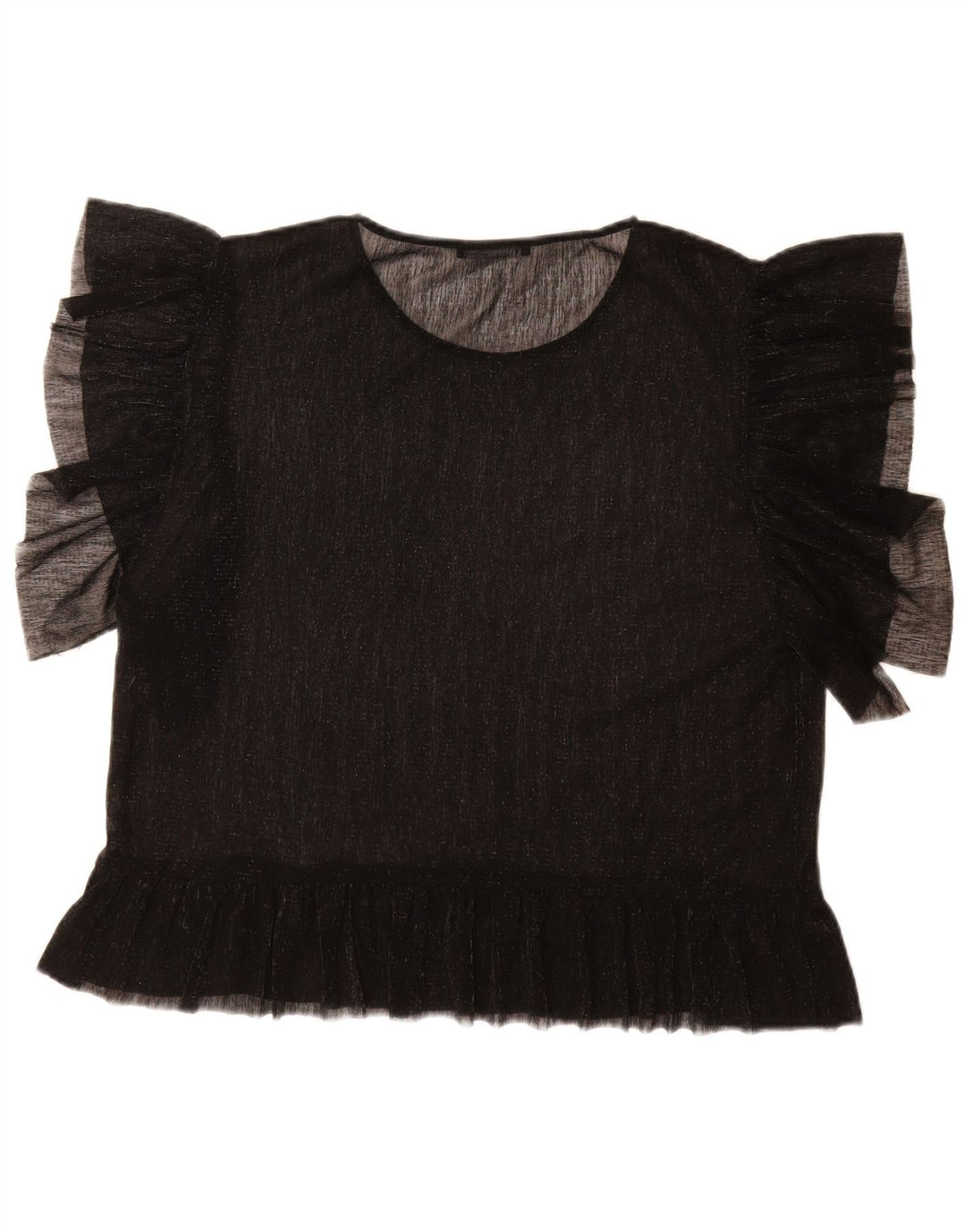 Zara Womens Blouse Top UK 16 Large Black Flecked