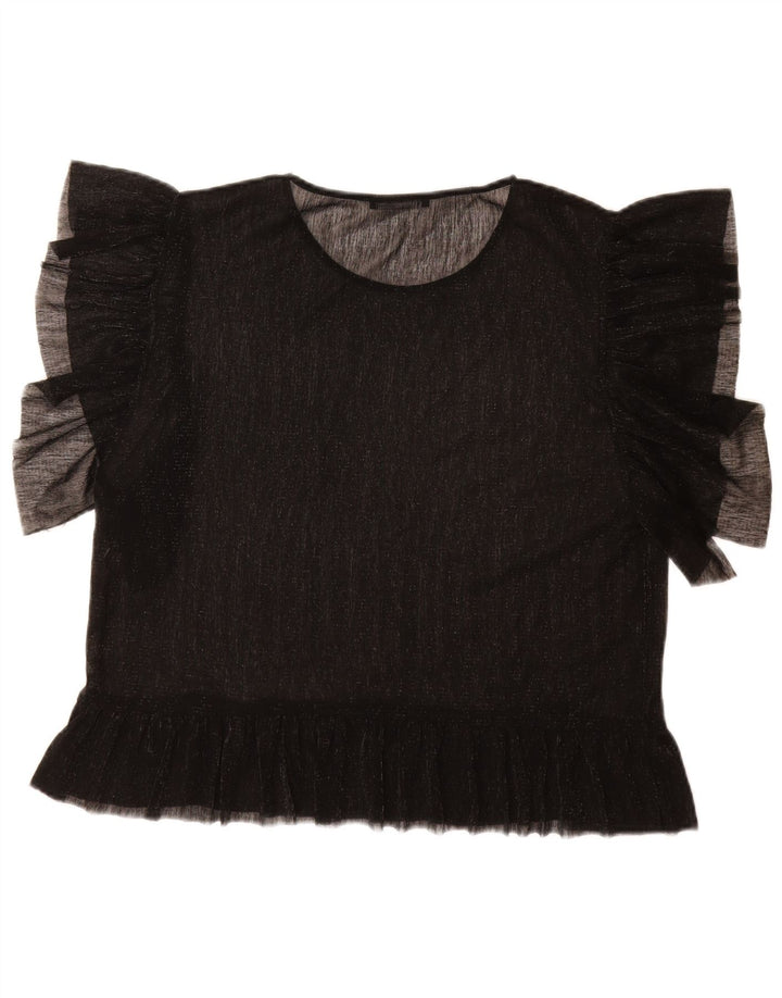 Zara Womens Blouse Top UK 16 Large Black Flecked