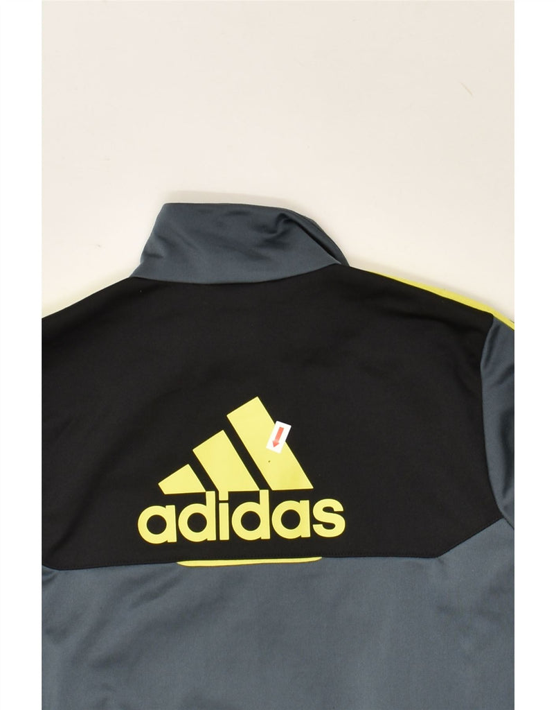 ADIDAS Boys Graphic Tracksuit Top Jacket 9-10 Years Grey Colourblock | Vintage Adidas | Thrift | Second-Hand Adidas | Used Clothing | Messina Hembry 