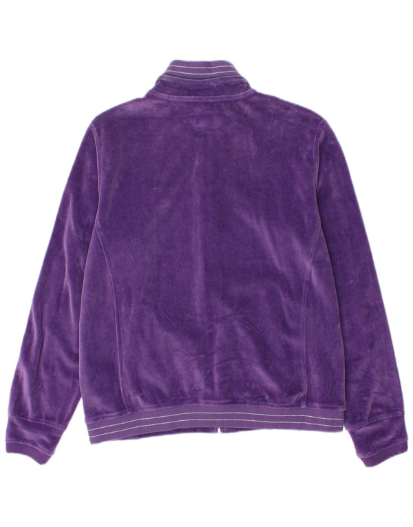 CHAMPION Womens Velour Tracksuit Top Jacket UK 14 Medium Purple Cotton