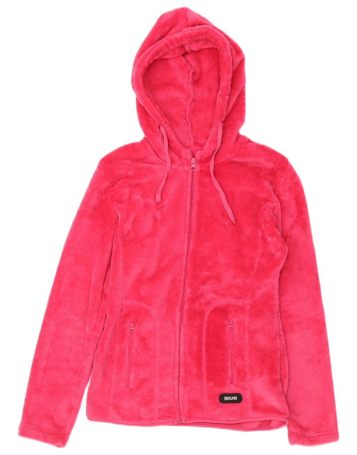 BRUGI Womens Hooded Fleece Jacket UK 10 Small Pink Polyester