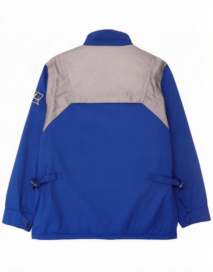 Clover Mens Graphic Racer Jacket UK 40 Large Blue Colourblock Polyamide