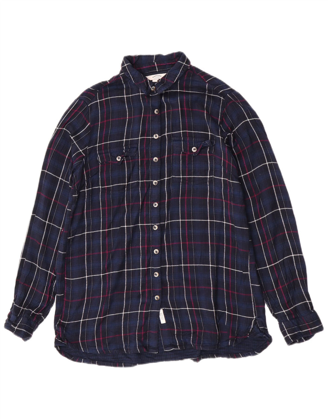 Fat Face Womens Flannel Shirt UK 12 Medium Navy Blue Check Viscose