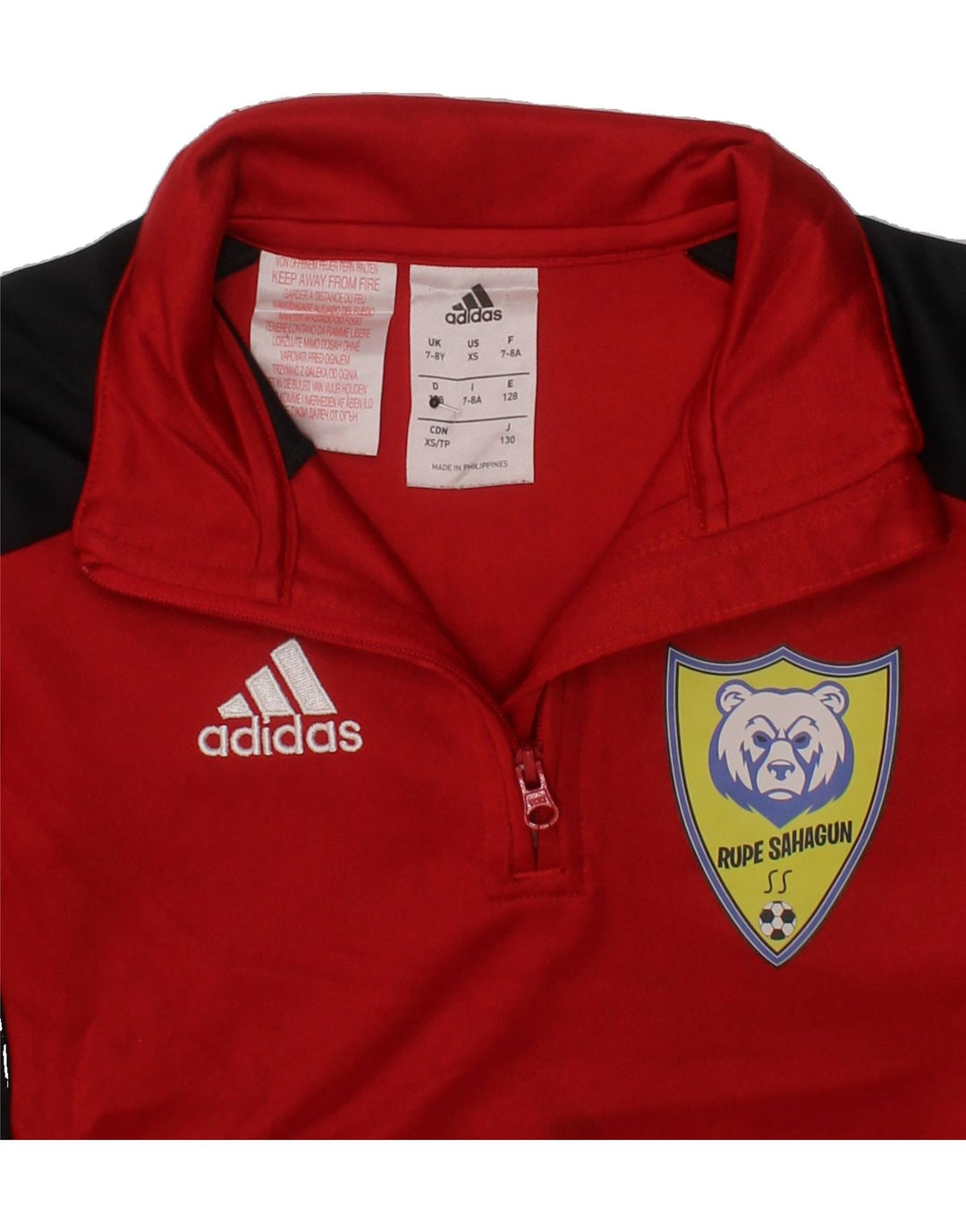 ADIDAS Boys Climalite Pullover Tracksuit Top 7-8 Years Red Colourblock Vintage Adidas and Second-Hand Adidas from Messina Hembry 