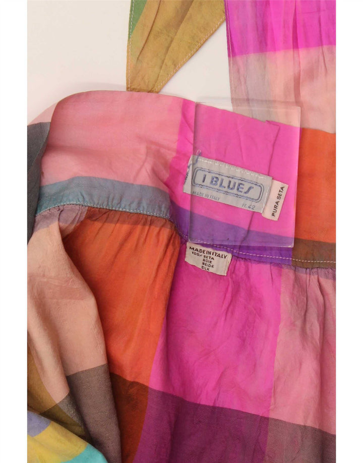 i Blues Womens Wrap Skirt IT 42 Medium W26 Multicoloured Check Silk