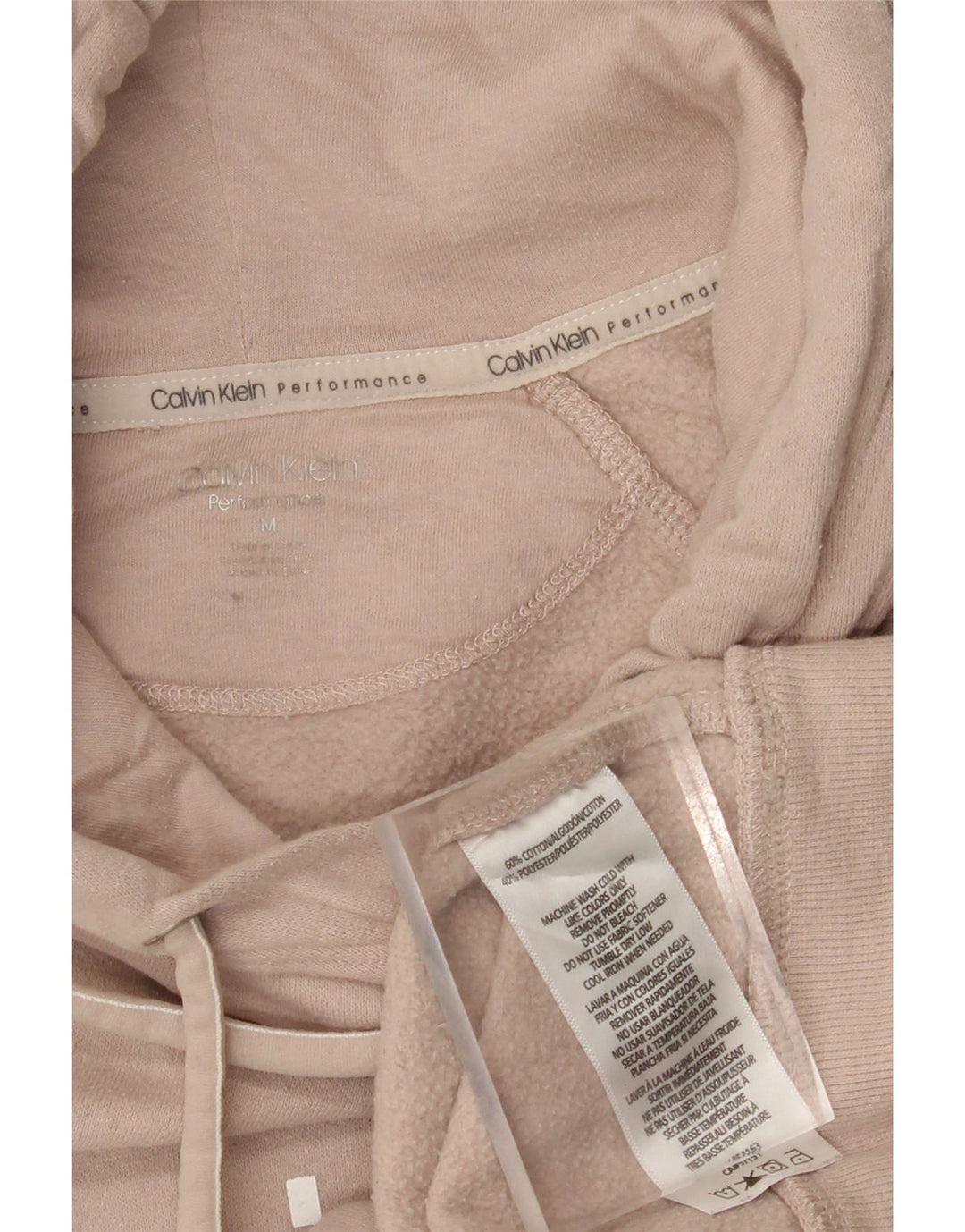 CALVIN KLEIN Womens Performance Loose Fit Hoodie Jumper UK 14 Medium Beige