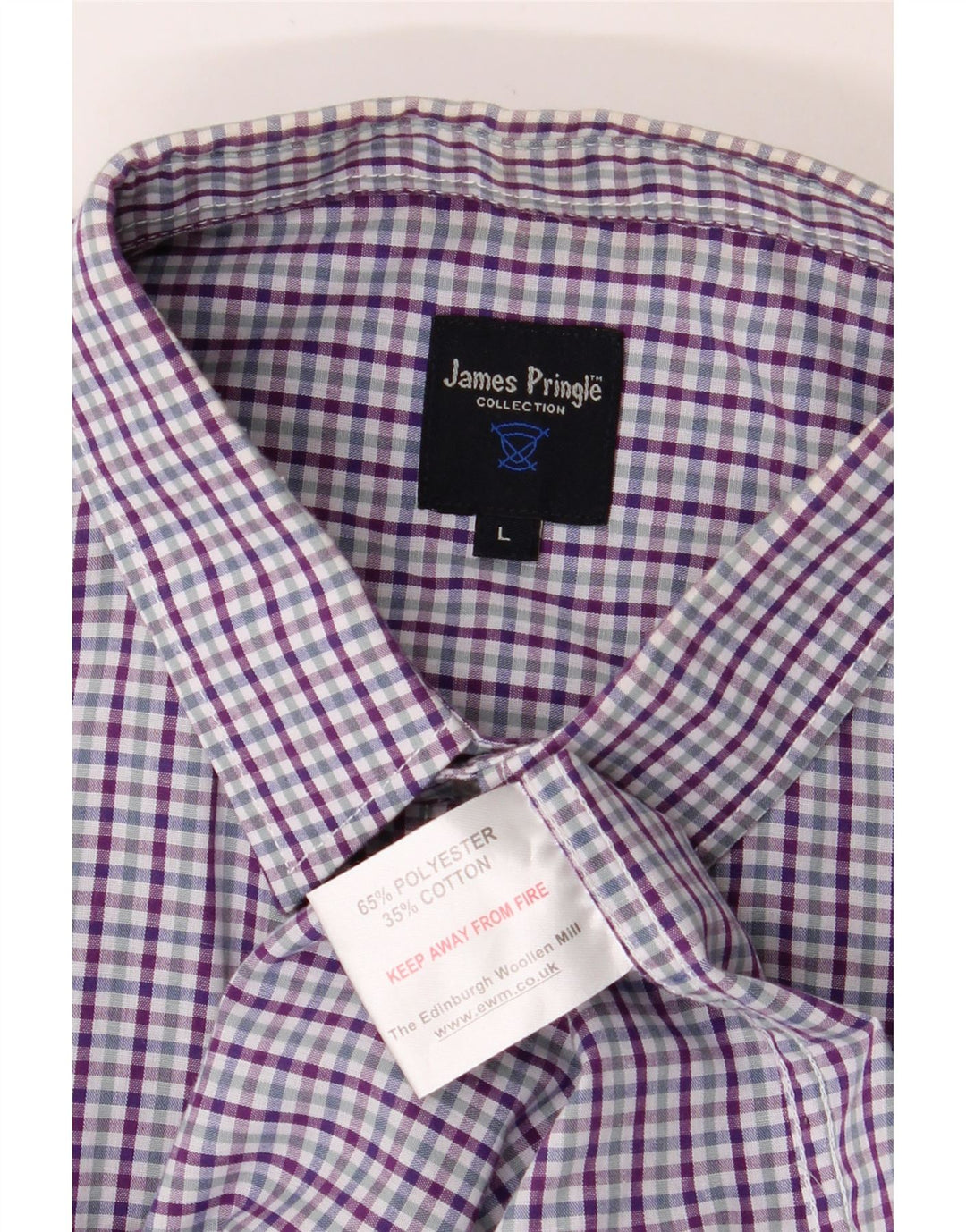 JAMES PRINGLE Mens Short Sleeve Shirt Large Purple Check Cotton Vintage James Pringle and Second-Hand James Pringle from Messina Hembry 