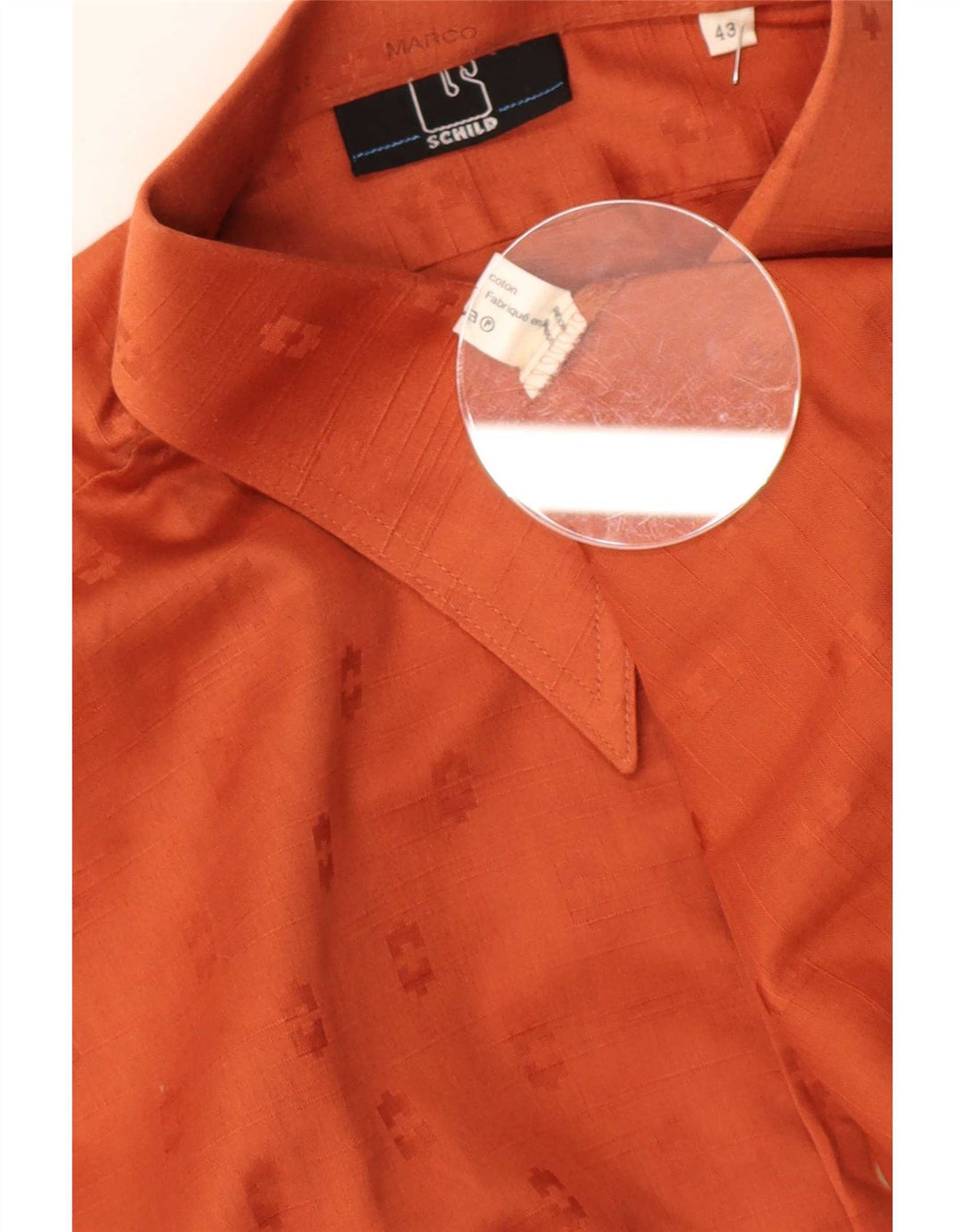 Schild Mens Shirt Size 43 Large Orange Ikat Cotton