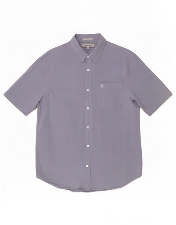 Jack Wills Mens Short Sleeve Slim Fit Shirt Medium Blue Cotton
