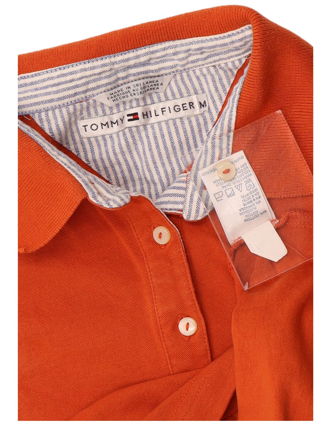 Tommy Hilfiger Womens Polo Shirt UK 12 Medium Orange Cotton