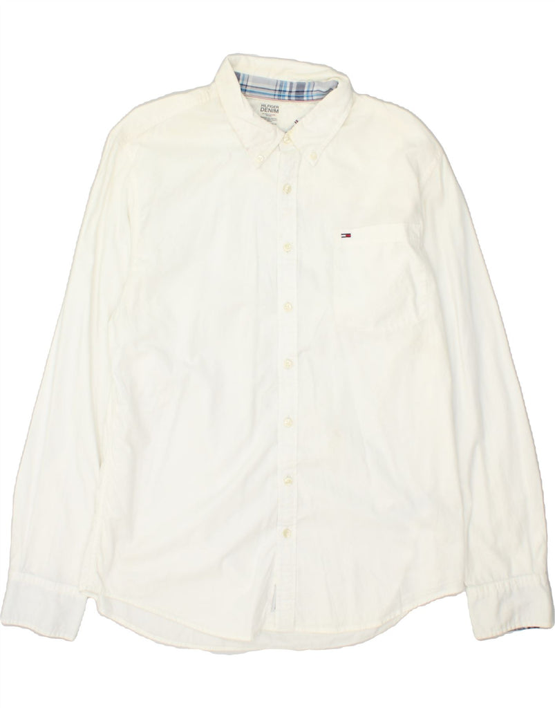 TOMMY HILFIGER Mens Slim Shirt 2XL White Cotton | Vintage Tommy Hilfiger | Thrift | Second-Hand Tommy Hilfiger | Used Clothing | Messina Hembry 