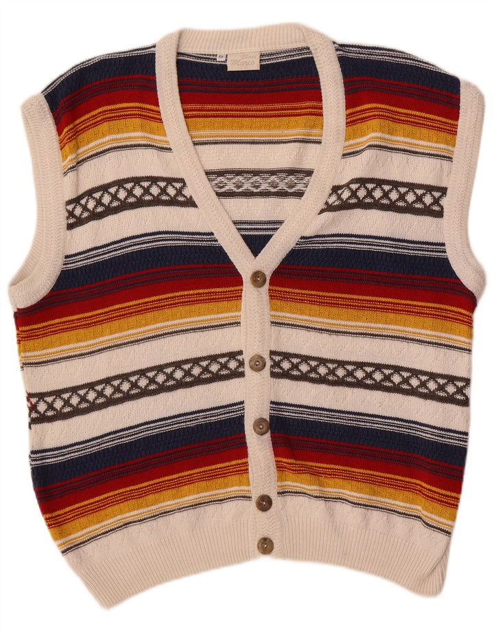 San Marco Mens Cardigan Sweater IT 50 Medium Multicoloured Striped
