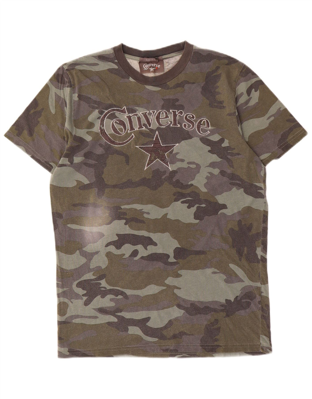 Converse Mens Graphic T-Shirt Top Medium Khaki Camouflage