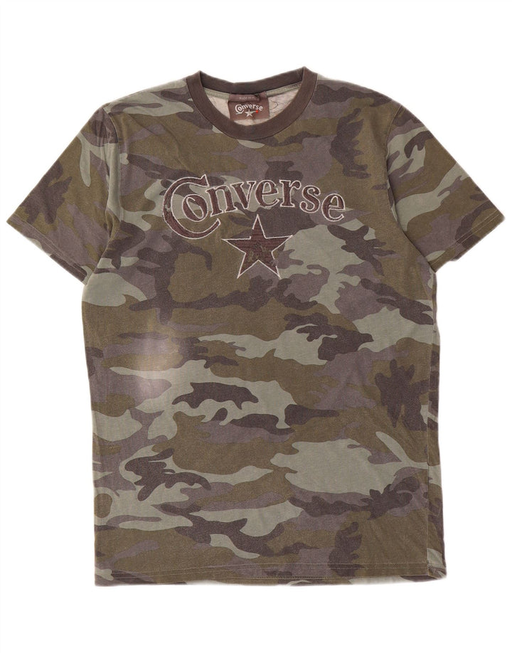 Converse Mens Graphic T-Shirt Top Medium Khaki Camouflage