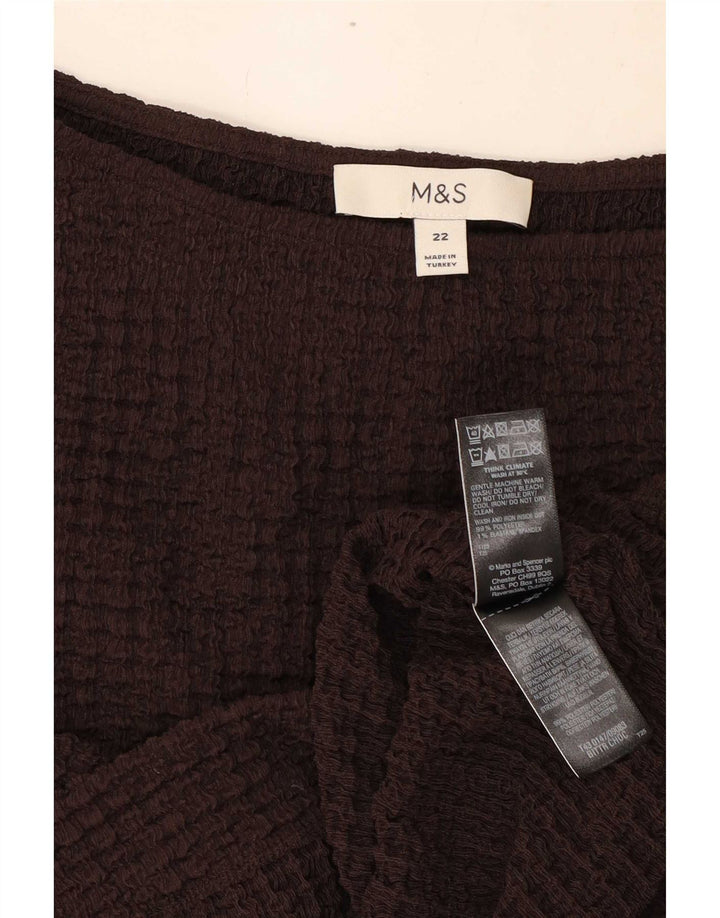 Marks & Spencer Womens Blouse Top UK 22 3XL Brown Polyester