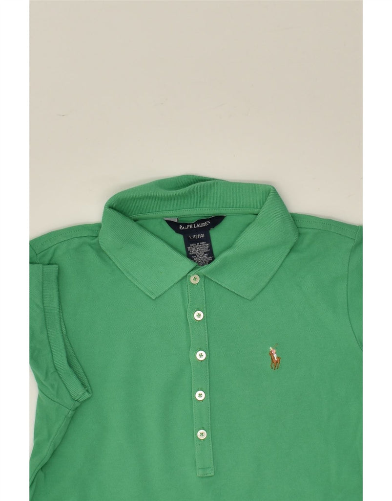 RALPH LAUREN Girls Polo Shirt 12-13 Years Large  Green Cotton | Vintage Ralph Lauren | Thrift | Second-Hand Ralph Lauren | Used Clothing | Messina Hembry 