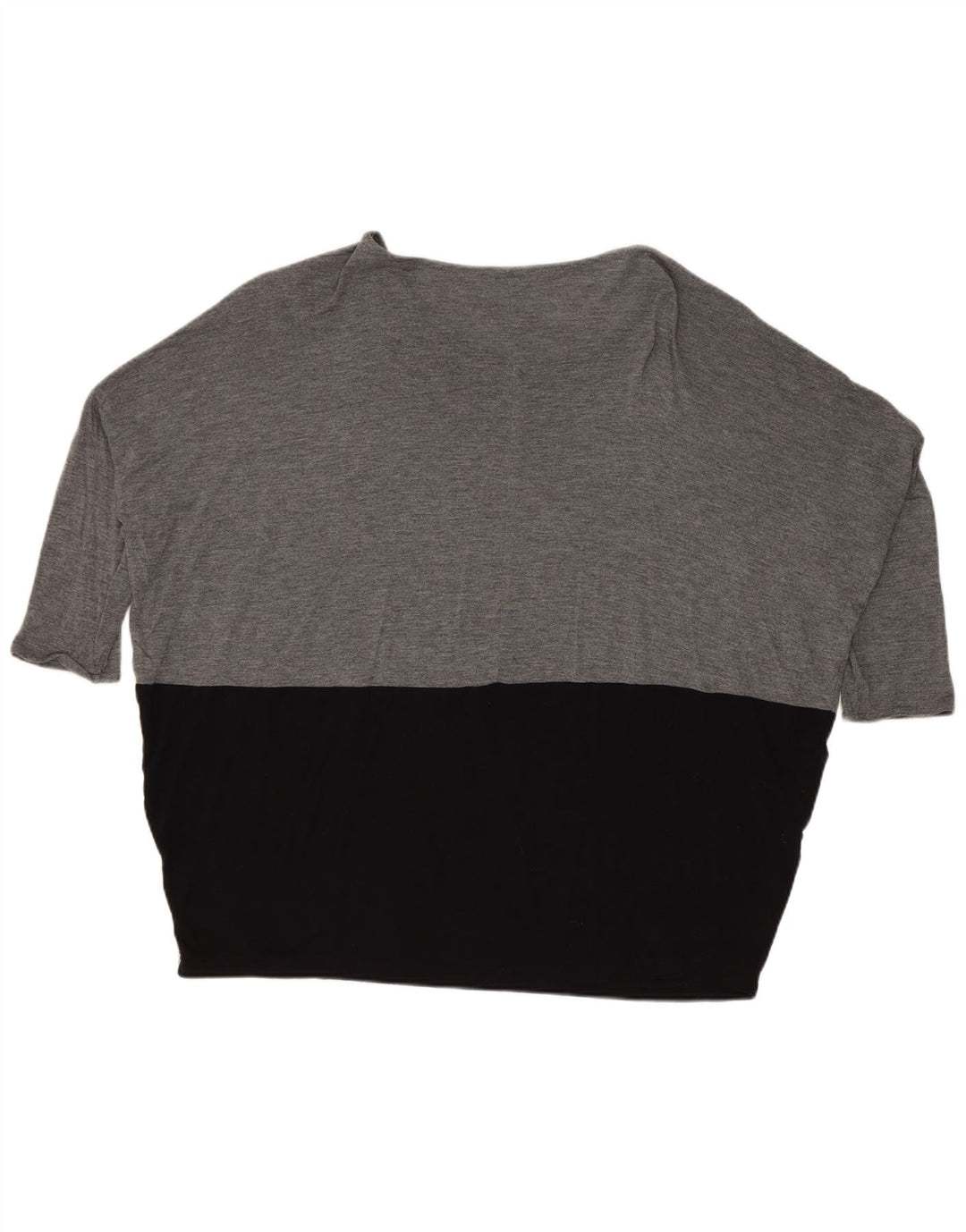 Zara Womens Oversized Top 3/4 Sleeve UK 14 Medium Grey Colourblock