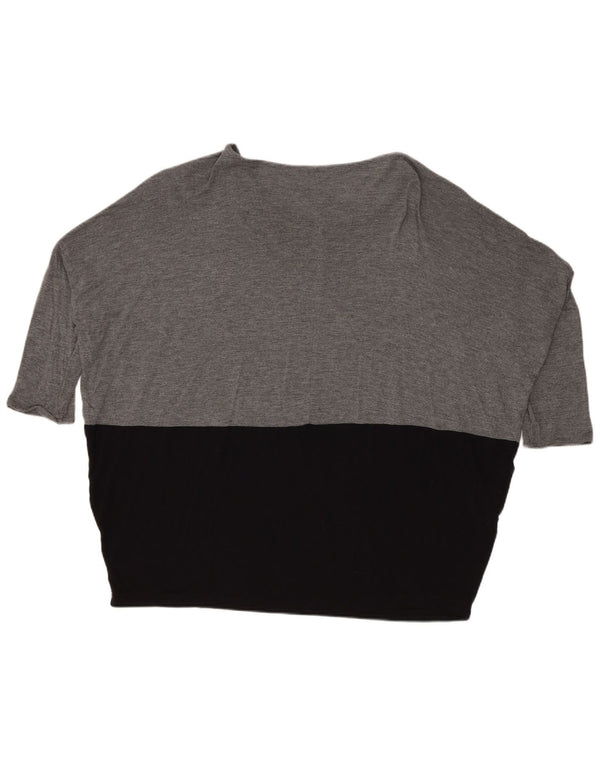 Zara Womens Oversized Top 3/4 Sleeve UK 14 Medium Grey Colourblock