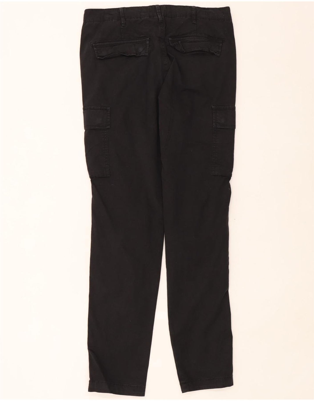 Jack & Jones Mens Straight Cargo Trousers W34 L32 Black Cotton