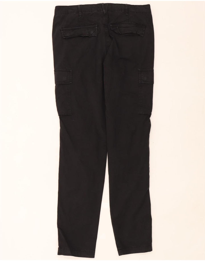 Jack & Jones Mens Straight Cargo Trousers W34 L32 Black Cotton
