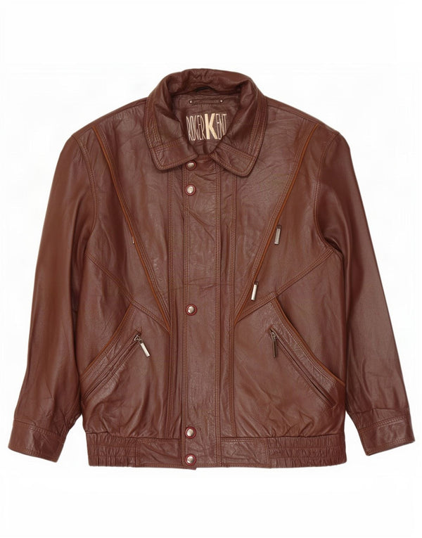 Roger Kent Mens Leather Jacket UK 40 Large Brown