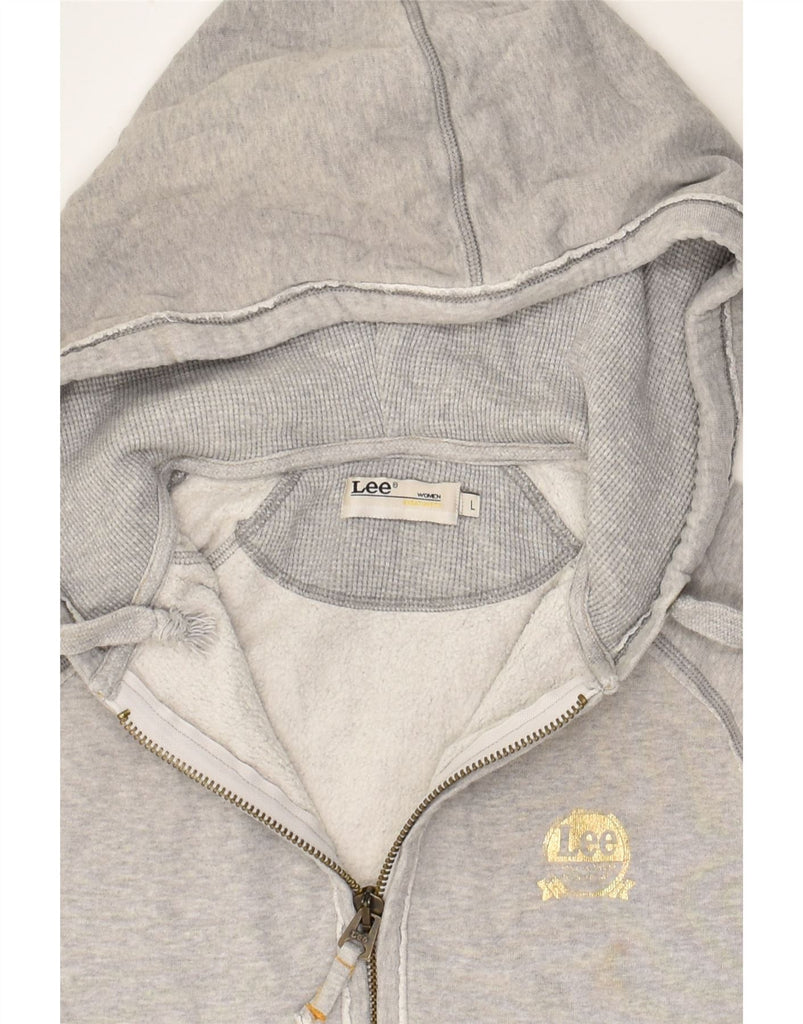 LEE Womens Zip Neck Hoodie Jumper UK 16 Large Grey Cotton | Vintage Lee | Thrift | Second-Hand Lee | Used Clothing | Messina Hembry 