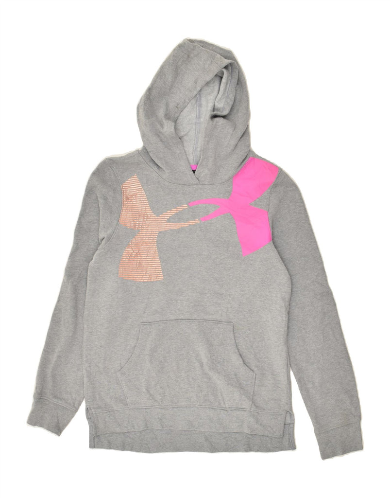 UNDER ARMOUR Girls Tall Graphic Hoodie Jumper 13-14 Years XL Grey | Vintage Under Armour | Thrift | Second-Hand Under Armour | Used Clothing | Messina Hembry 