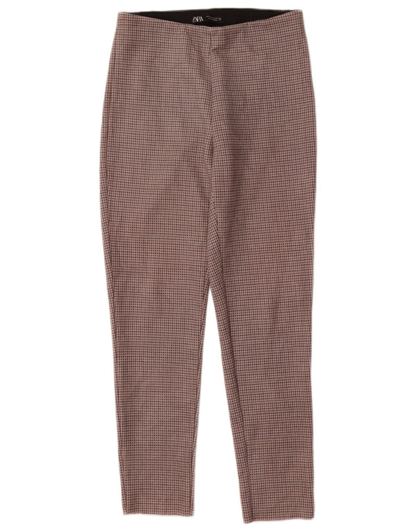 Zara Womens Skinny Casual Trousers Medium W28 L27 Brown Houndstooth