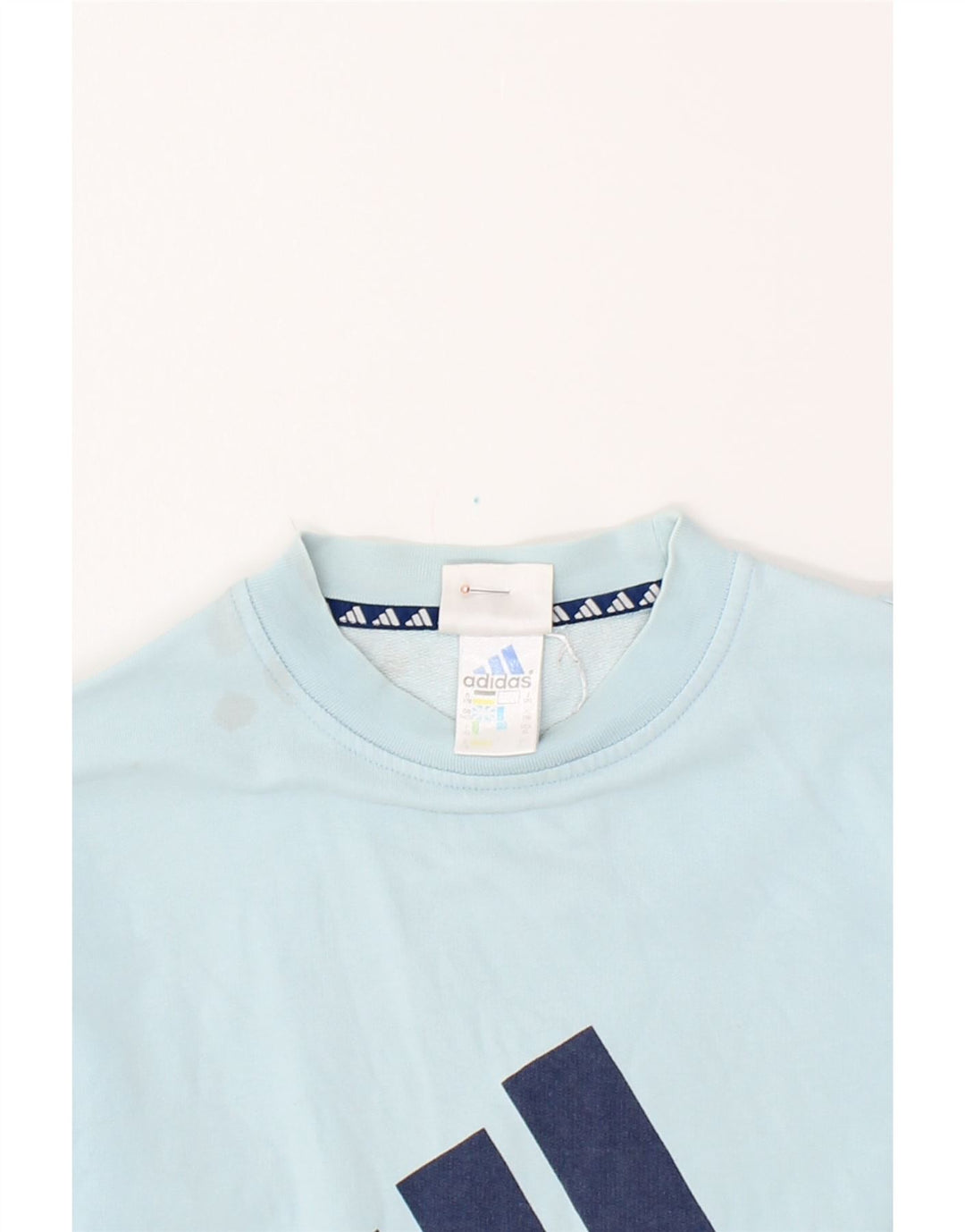 ADIDAS Mens Graphic Sweatshirt Jumper UK 34/36 Small Blue Vintage Adidas and Second-Hand Adidas from Messina Hembry 