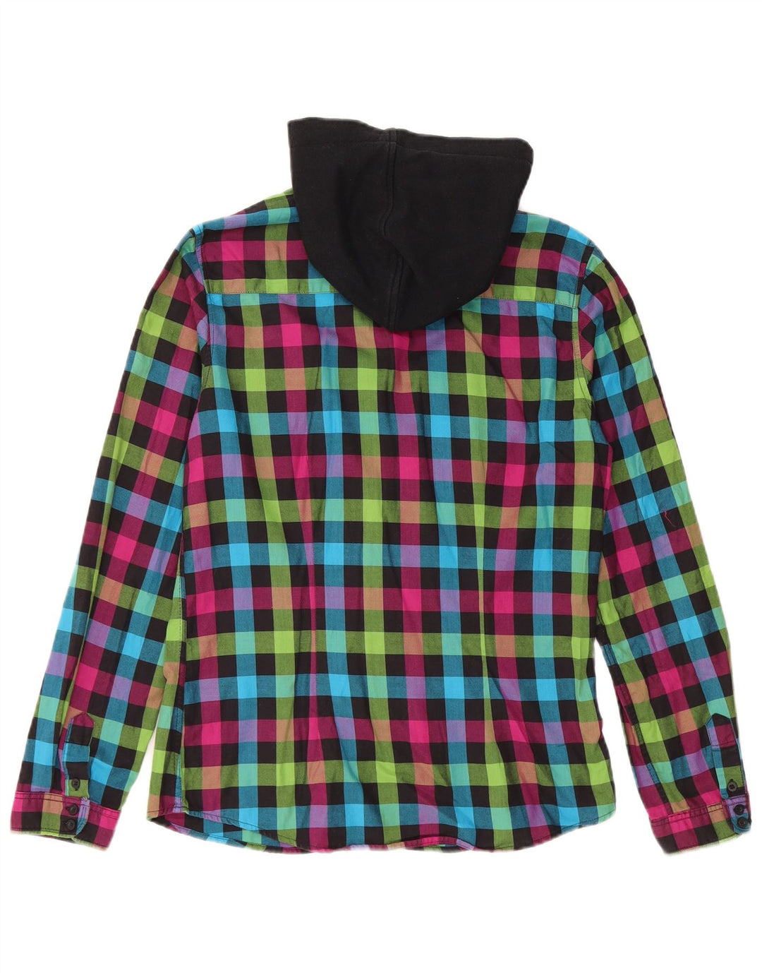 Converse Womens Hooded Flannel Shirt UK 18 XL Multicoloured Check Cotton