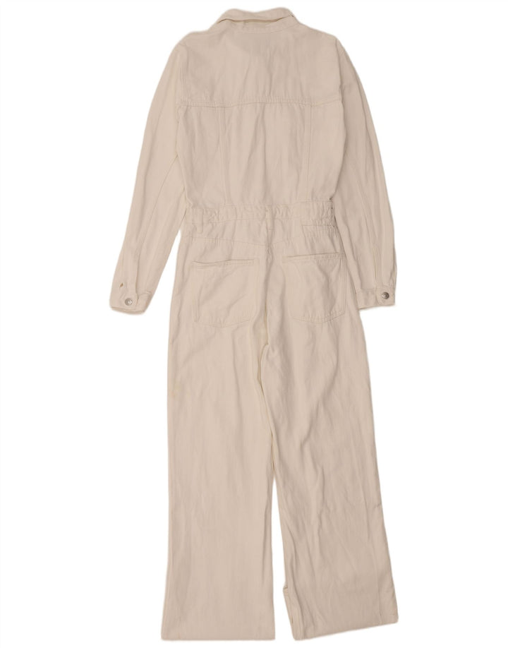 Zara Womens Denim Jumpsuit UK 14 Large White Cotton
