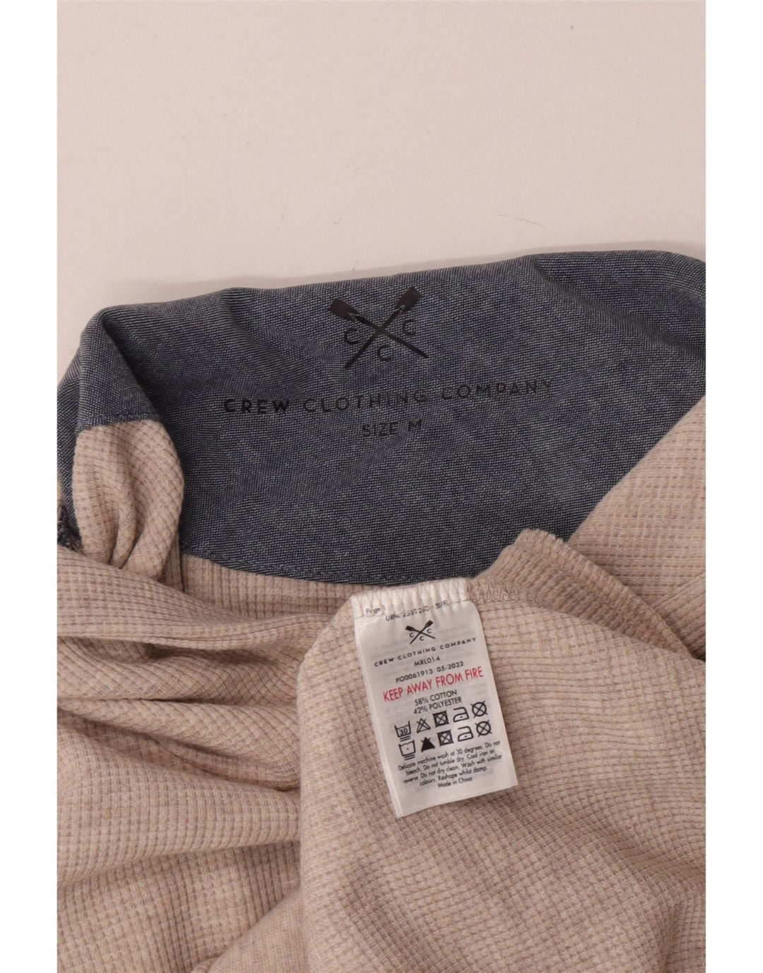 Crew Clothing Mens Hoodie Jumper Medium Beige Cotton